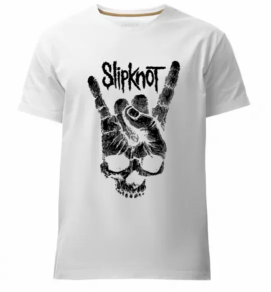 Чоловіча преміум футболка Slipknot hand skull Білий фото