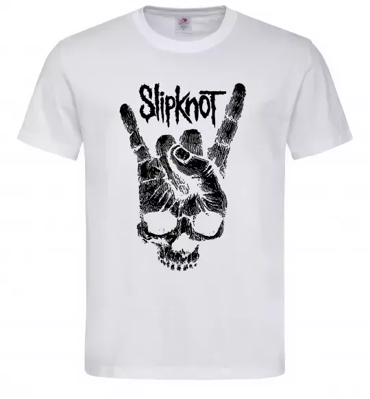 Мужская футболка Slipknot hand skull Белый фото