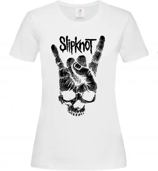 Жіноча футболка Slipknot hand skull Білий фото