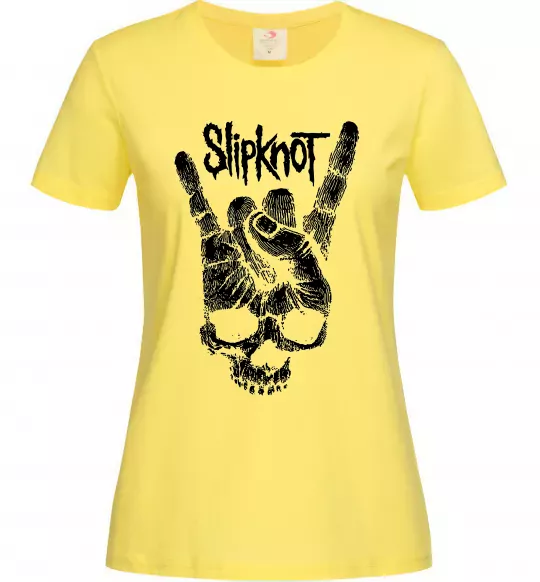 Жіноча футболка Slipknot hand skull Лимонний фото
