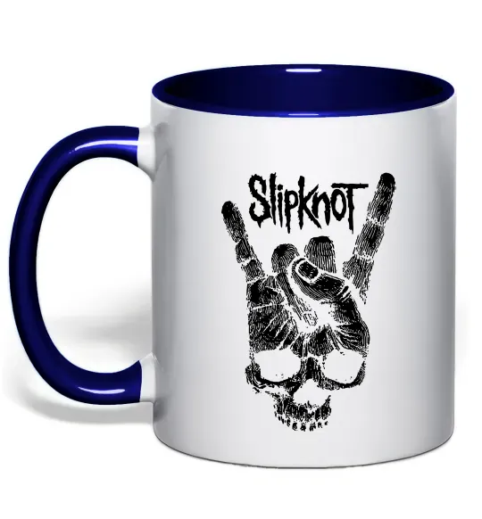 Чашка з кольоровою ручкою Slipknot hand skull Глибокий темно-синій фото