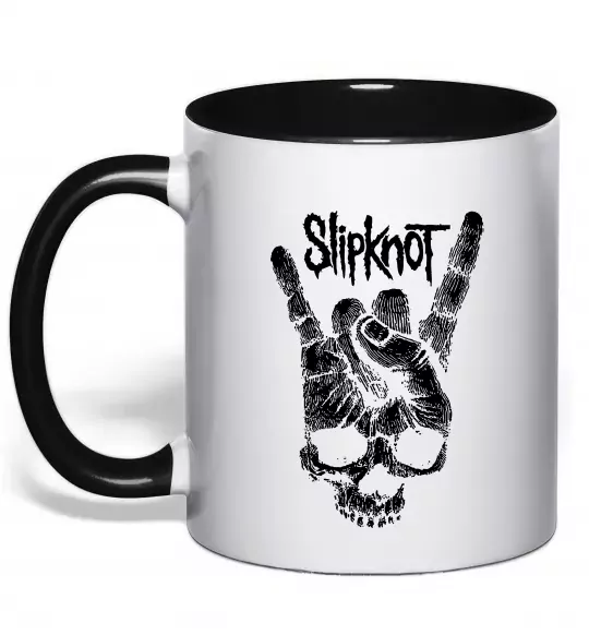 Чашка з кольоровою ручкою Slipknot hand skull Чорний фото