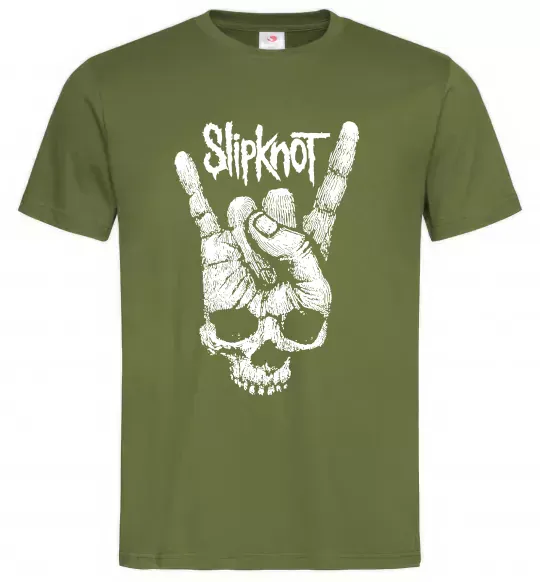 Мужская футболка Slipknot hand skull Оливковый фото