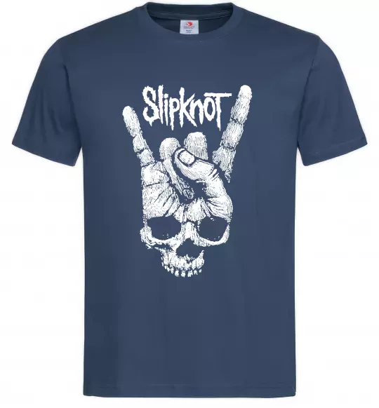 Мужская футболка Slipknot hand skull Темно-синий фото