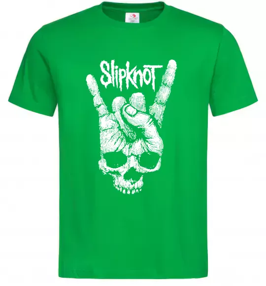 Мужская футболка Slipknot hand skull Зеленый фото