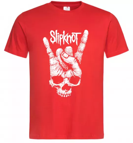 Мужская футболка Slipknot hand skull Красный фото