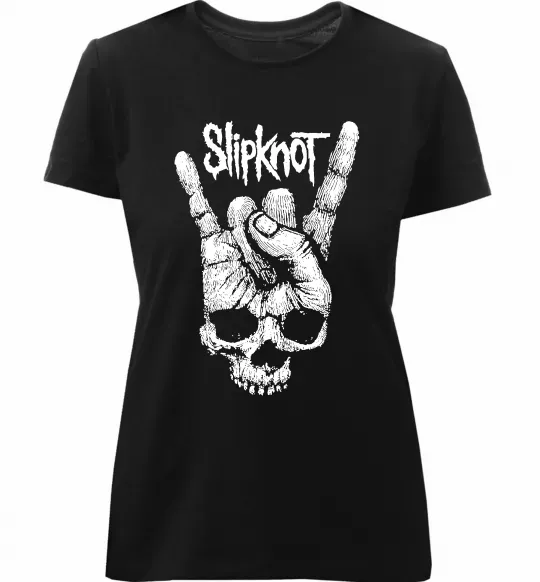 Жіноча преміум футболка Slipknot hand skull Чорний фото