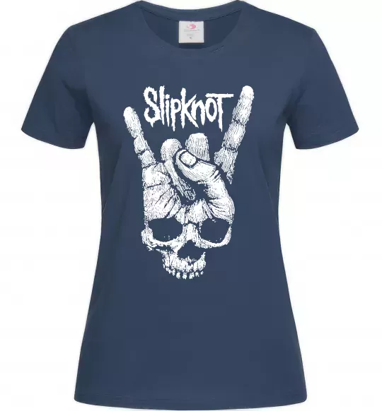 Жіноча футболка Slipknot hand skull Темно-синій фото