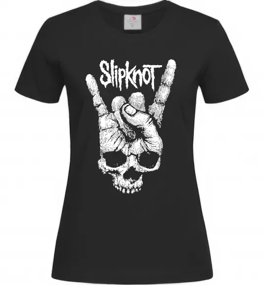 Жіноча футболка Slipknot hand skull Чорний фото