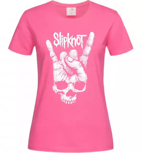 Жіноча футболка Slipknot hand skull Яскраво-рожевий фото