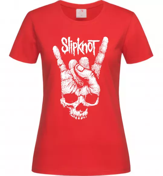 Жіноча футболка Slipknot hand skull Червоний фото