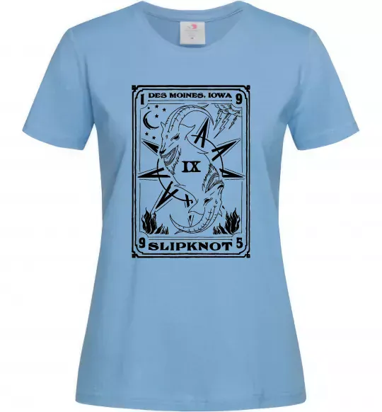 Женская футболка Slipknot des moines iowa Голубой фото