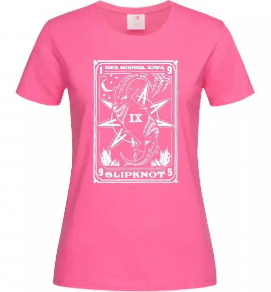 Женская футболка Slipknot des moines iowa Ярко-розовый фото