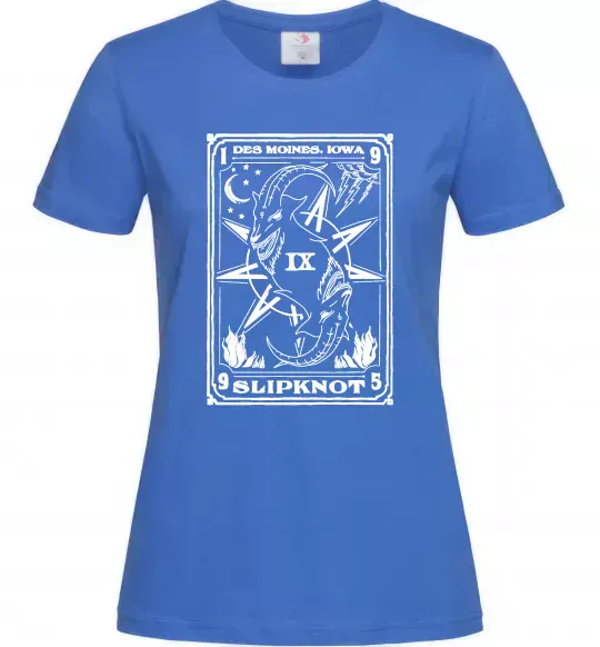 Женская футболка Slipknot des moines iowa Ярко-синий фото