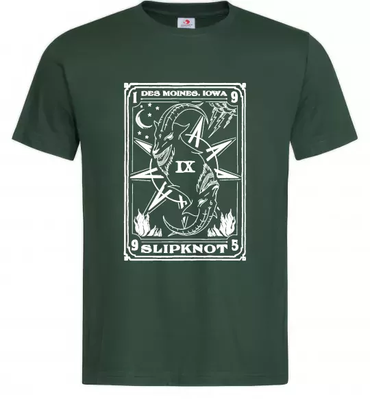 Чоловіча футболка Slipknot des moines iowa Темно-зелений фото