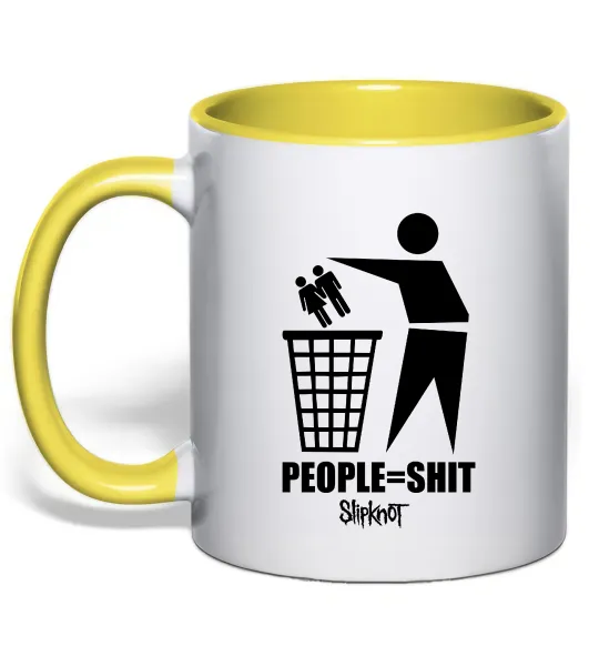 Чашка с цветной ручкой Slipknot people=shit Лимонный фото