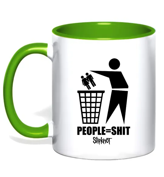 Чашка с цветной ручкой Slipknot people=shit Лаймовый фото
