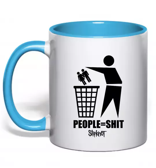Чашка з кольоровою ручкою Slipknot people=shit Блакитний фото