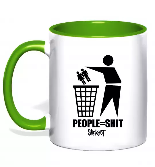 Чашка з кольоровою ручкою Slipknot people=shit Зелений фото