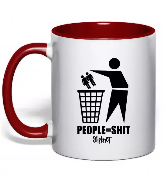 Чашка з кольоровою ручкою Slipknot people=shit Червоний фото