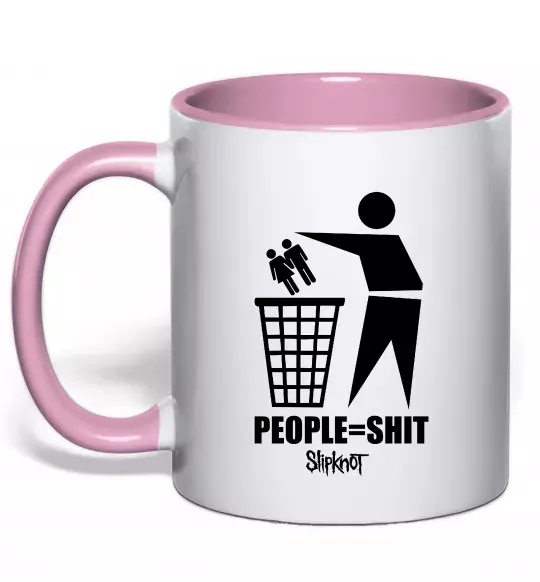 Чашка з кольоровою ручкою Slipknot people=shit Ніжно рожевий фото