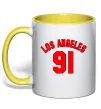 Чашка с цветной ручкой Los Angeles number Лимонный фото
