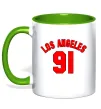 Чашка з кольоровою ручкою Los Angeles number Зелений фото