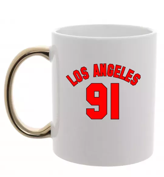 Чашка з кольоровою ручкою Los Angeles number Золото фото