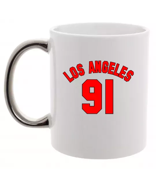 Чашка з кольоровою ручкою Los Angeles number Срібло фото