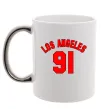 Чашка з кольоровою ручкою Los Angeles number Срібло фото