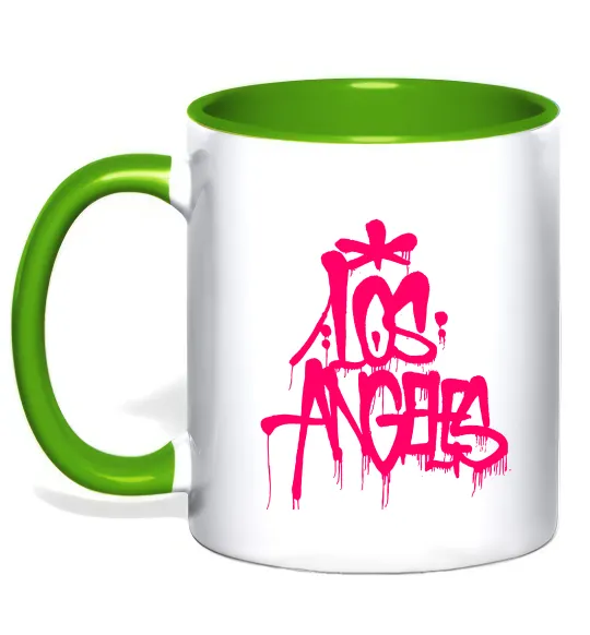 Чашка с цветной ручкой Los Angeles Grafity Лаймовый фото