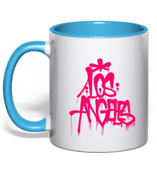 Чашка с цветной ручкой Los Angeles Grafity Голубой фото