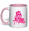 Чашка с цветной ручкой Los Angeles Grafity Нежно розовый фото
