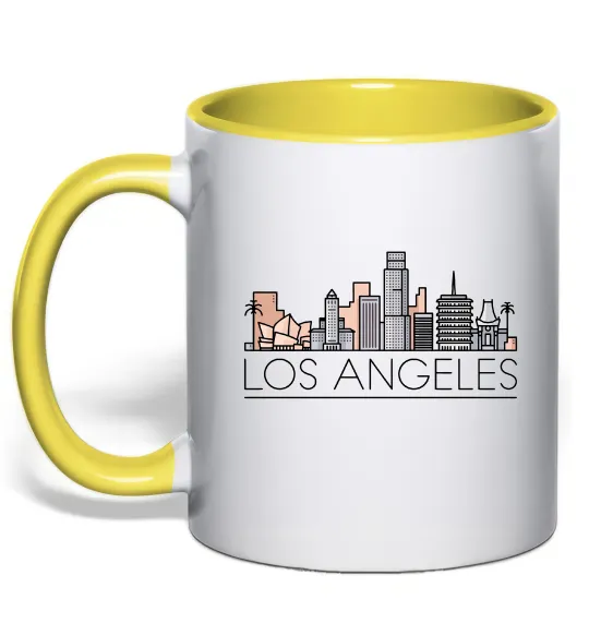 Чашка с цветной ручкой Los Angeles city Лимонный фото