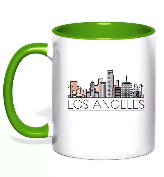Чашка с цветной ручкой Los Angeles city Зеленый фото