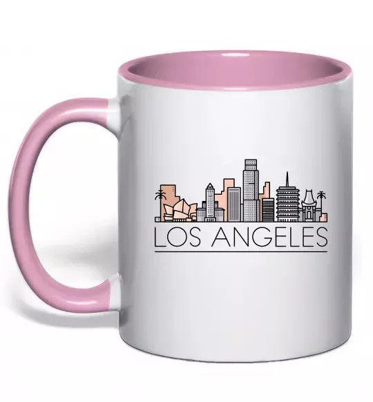 Чашка с цветной ручкой Los Angeles city Нежно розовый фото