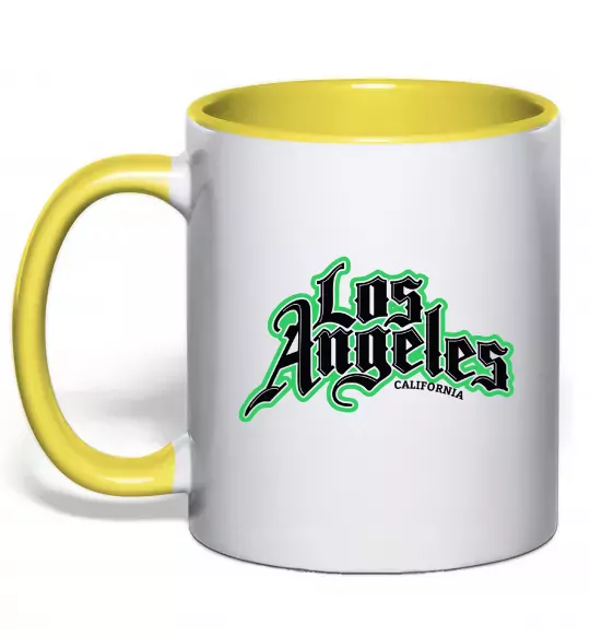 Чашка з кольоровою ручкою Los Angeles California Сонячно жовтий фото