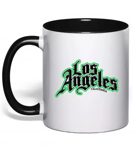 Чашка з кольоровою ручкою Los Angeles California Чорний фото