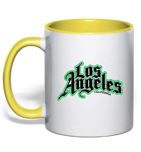 Чашка с цветной ручкой Los Angeles California Лимонный фото