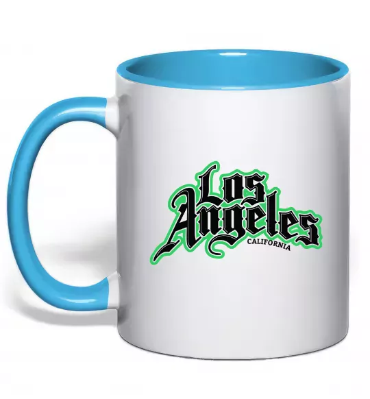 Чашка з кольоровою ручкою Los Angeles California Блакитний фото