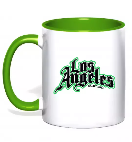 Чашка з кольоровою ручкою Los Angeles California Зелений фото