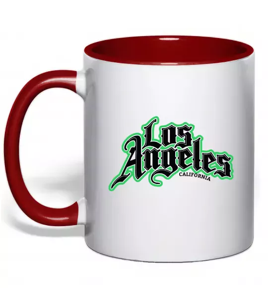 Чашка з кольоровою ручкою Los Angeles California Червоний фото