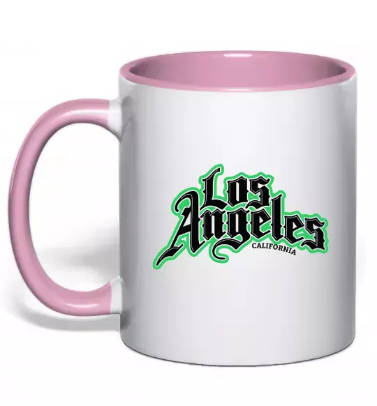 Чашка з кольоровою ручкою Los Angeles California Ніжно рожевий фото