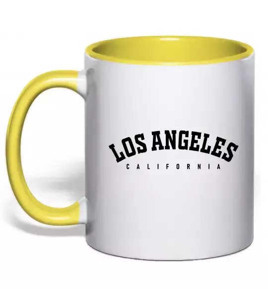 Чашка з кольоровою ручкою California LA Сонячно жовтий фото