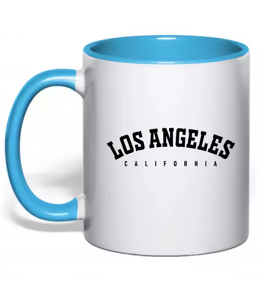 Чашка з кольоровою ручкою California LA Блакитний фото