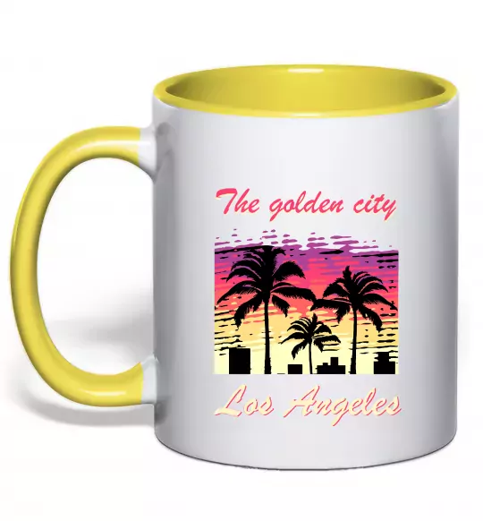 Чашка з кольоровою ручкою Los Angeles Golden City Сонячно жовтий фото