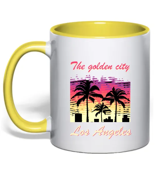 Чашка з кольоровою ручкою Los Angeles Golden City Лимонний фото