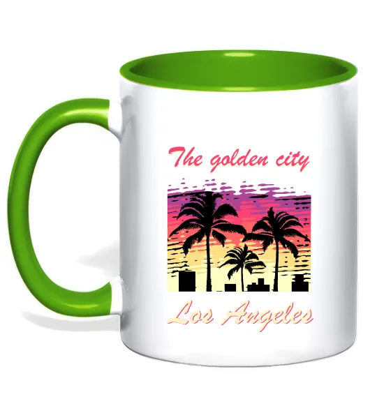 Чашка з кольоровою ручкою Los Angeles Golden City Лаймовий фото