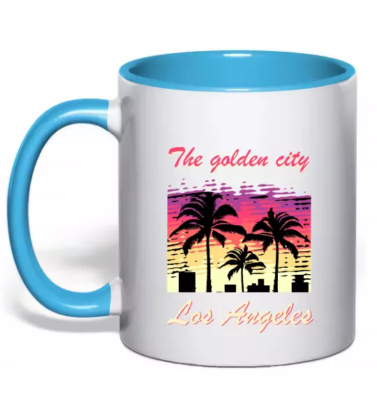 Чашка з кольоровою ручкою Los Angeles Golden City Блакитний фото