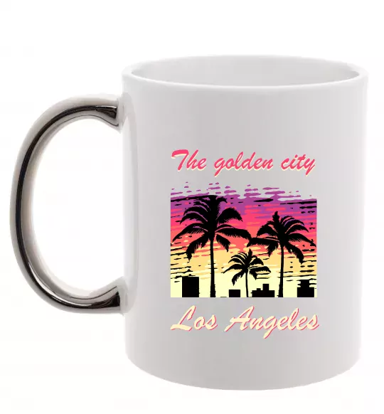 Чашка з кольоровою ручкою Los Angeles Golden City Срібло фото